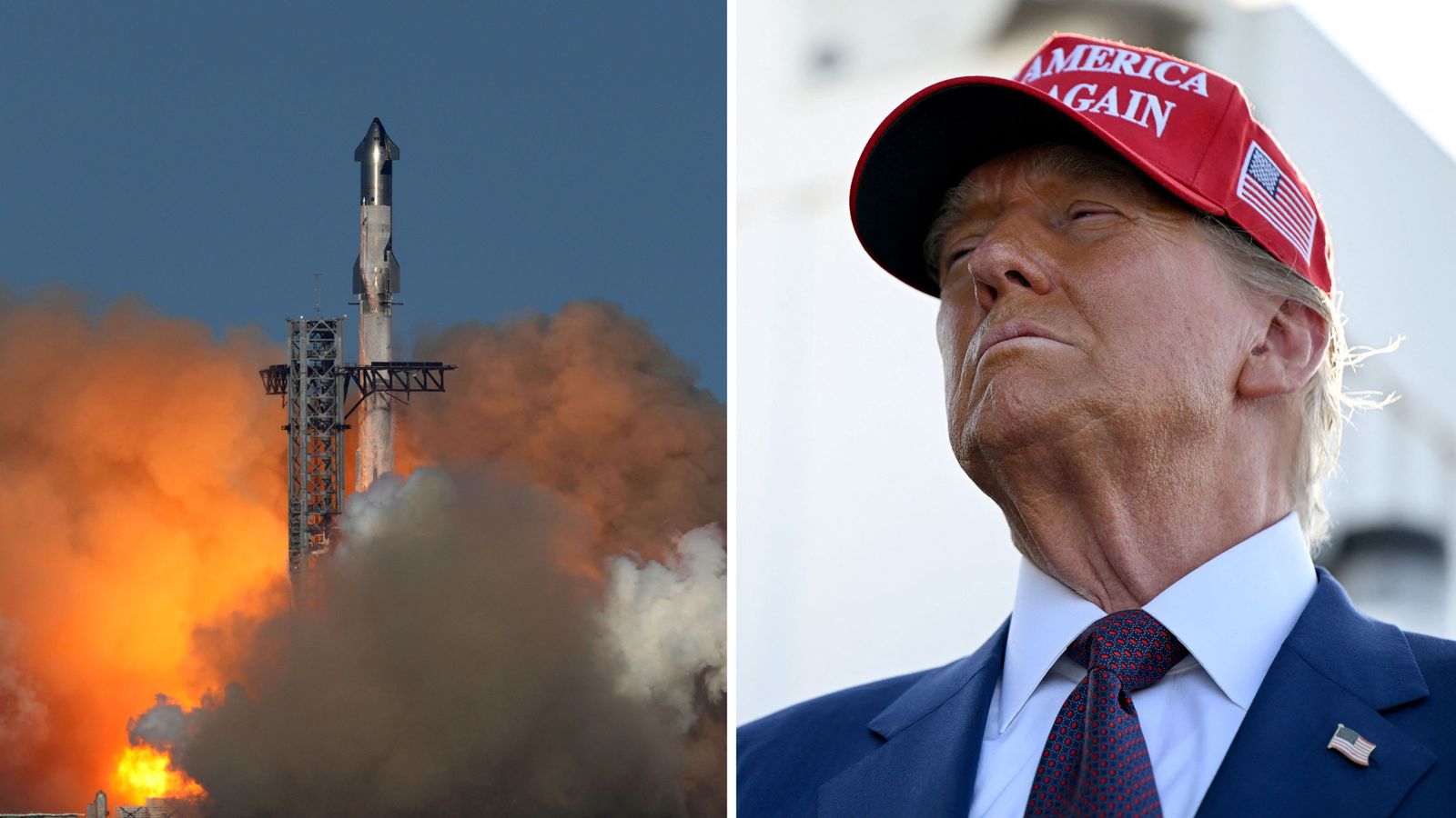 Trump Watches SpaceX’s Starship Test End in Ocean Splashdown After Mid-Air Catch Fails