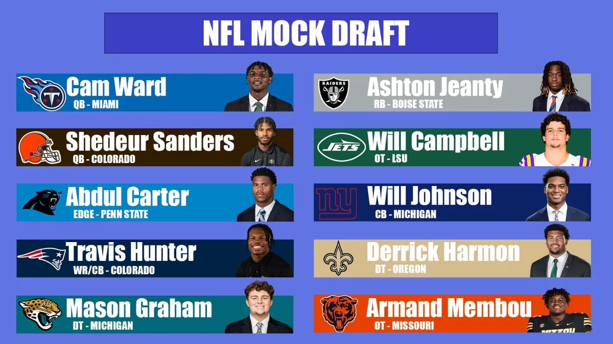 Read more about the article 2025 NFL Mock Draft 2.0 – Browns Select Hunter Second, Giants Take Carter Third